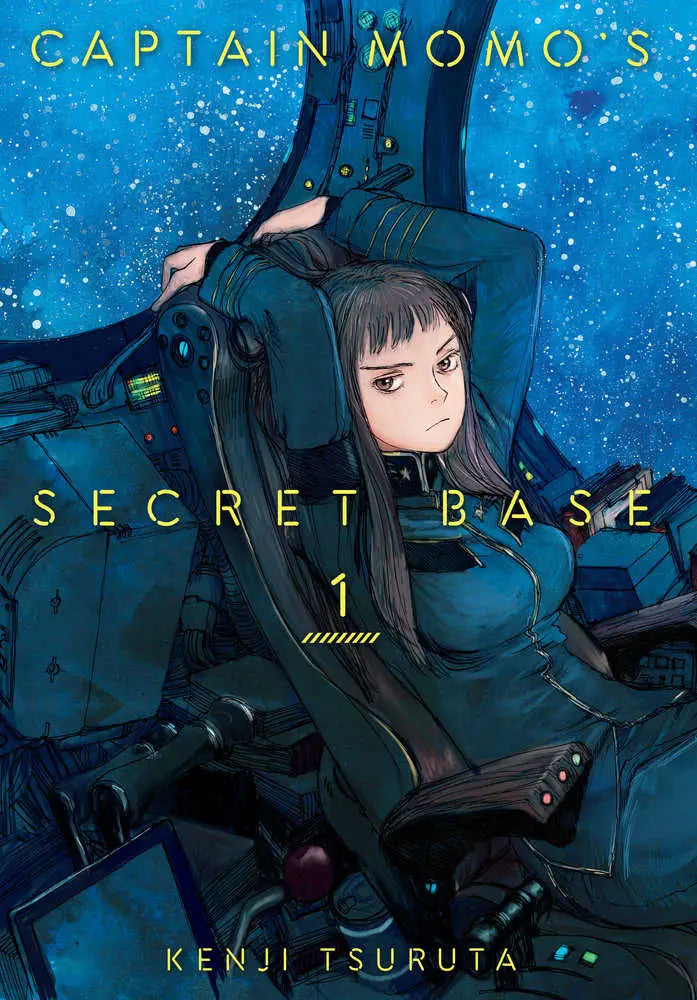 Manga cover of Captain Momo’s Secret Base Volume 1 featuring Captain Momo’s secret base on a wandering island
