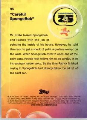 Careful SpongeBob’ - 2025 Topps Chrome SpongeBob SquarePants - #95 - Non-Sports Card Single