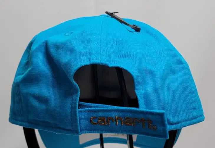 Bright blue Carhartt FORCE Canvas Patch Adjustable Cap with adjustable strap