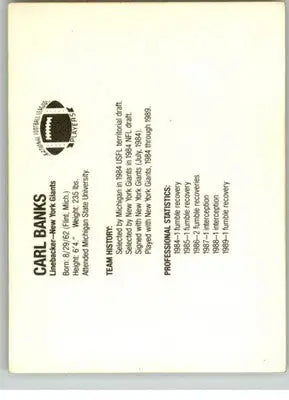 Carl Banks - 1990 Ralston Purina Superstars - #NNO - Football - Football Card Single