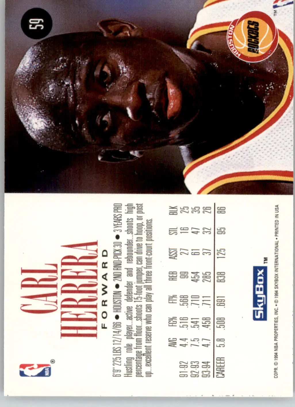 Carl Herrera - 1994-95 SkyBox Premium - #59 - Basketball - Basketball Card Single