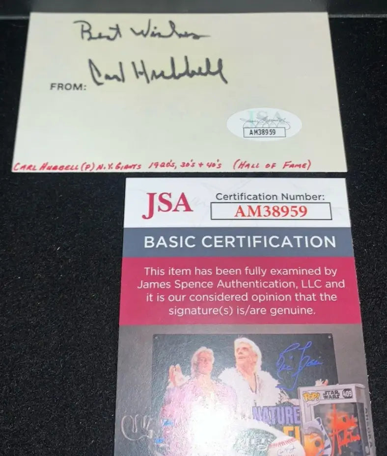 Carl Hubbell Baseball Signed Cut Auto Autograph Index Card NY Giants JSA - Sports Memorabilia