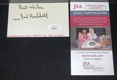 Carl Hubbell Baseball Signed Cut Auto Autograph Index Card NY Giants JSA - Sports Memorabilia