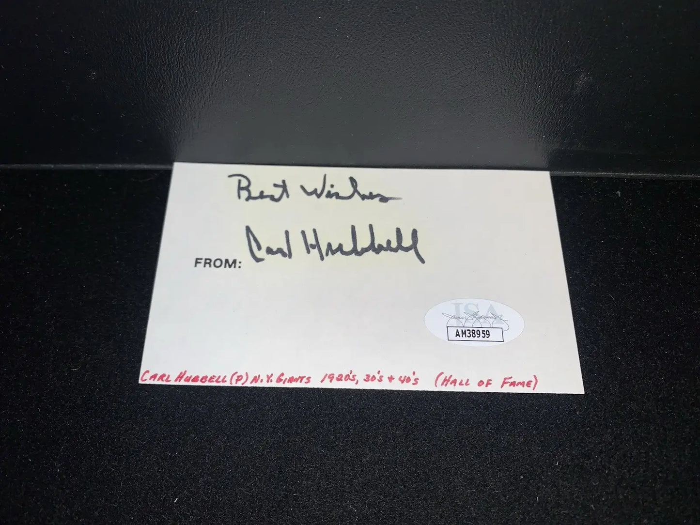 Carl Hubbell Baseball Signed Cut Auto Autograph Index Card NY Giants JSA - Sports Memorabilia