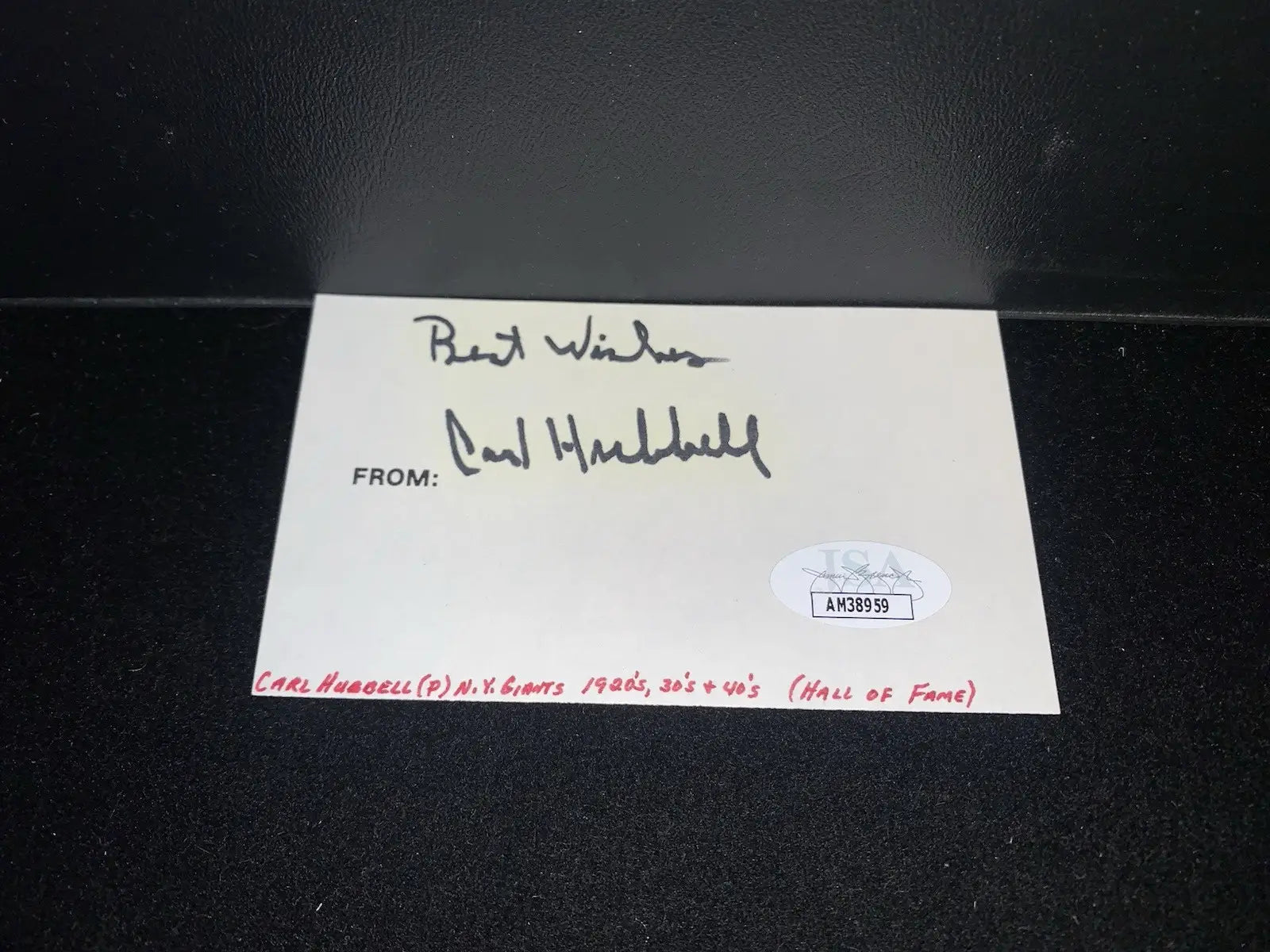 Carl Hubbell Baseball Signed Cut Auto Autograph Index Card NY Giants JSA - Sports Memorabilia
