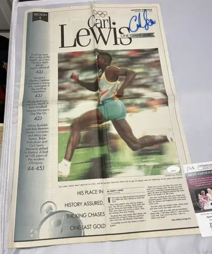 Signed Carl Lewis July 4 1996 Houston Chronicle Signed Newspaper Auto JSA Olympic Gold