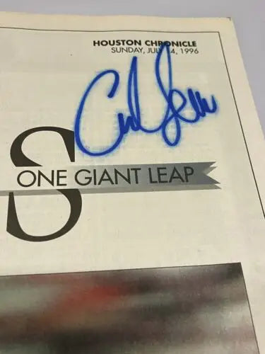 Carl Lewis July 4 1996 Houston Chronicle signed newspaper with JSA authentication