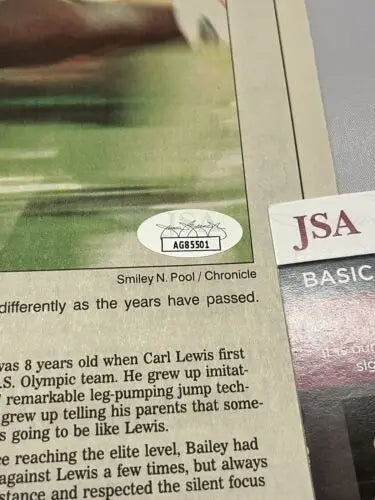 Carl Lewis July 4 1996 Houston Chronicle Signed Newspaper with JSA authentication