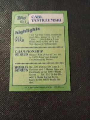 Carl Yastrzemski 1982 Topps #651 ’In Action’ Boston Red Sox. NRMT+ - Baseball Card Single