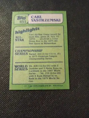 Carl Yastrzemski 1982 Topps #651 ’In Action’ Boston Red Sox. NRMT+ - Baseball Card Single