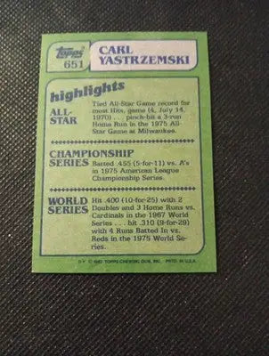 Carl Yastrzemski 1982 Topps #651 ’In Action’ Boston Red Sox. NRMT+ - Baseball Card Single