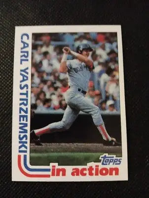 Carl Yastrzemski 1982 Topps #651 ’In Action’ Boston Red Sox. NRMT+ - Baseball Card Single