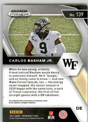 Carlos Basham Jr. - 2021 Panini Prizm Draft Picks Collegiate - #139 - RC - Football Card Single