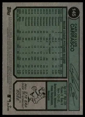 Carlos Carrasco 2023 Topps Heritage #145 New York Mets - Baseball Card Single