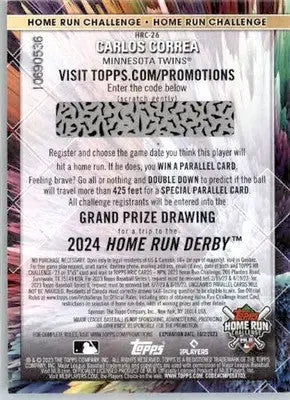Carlos Correa - 2023 Topps - #HRC-26 - Home Run Challenge Baseball - Baseball Card Single
