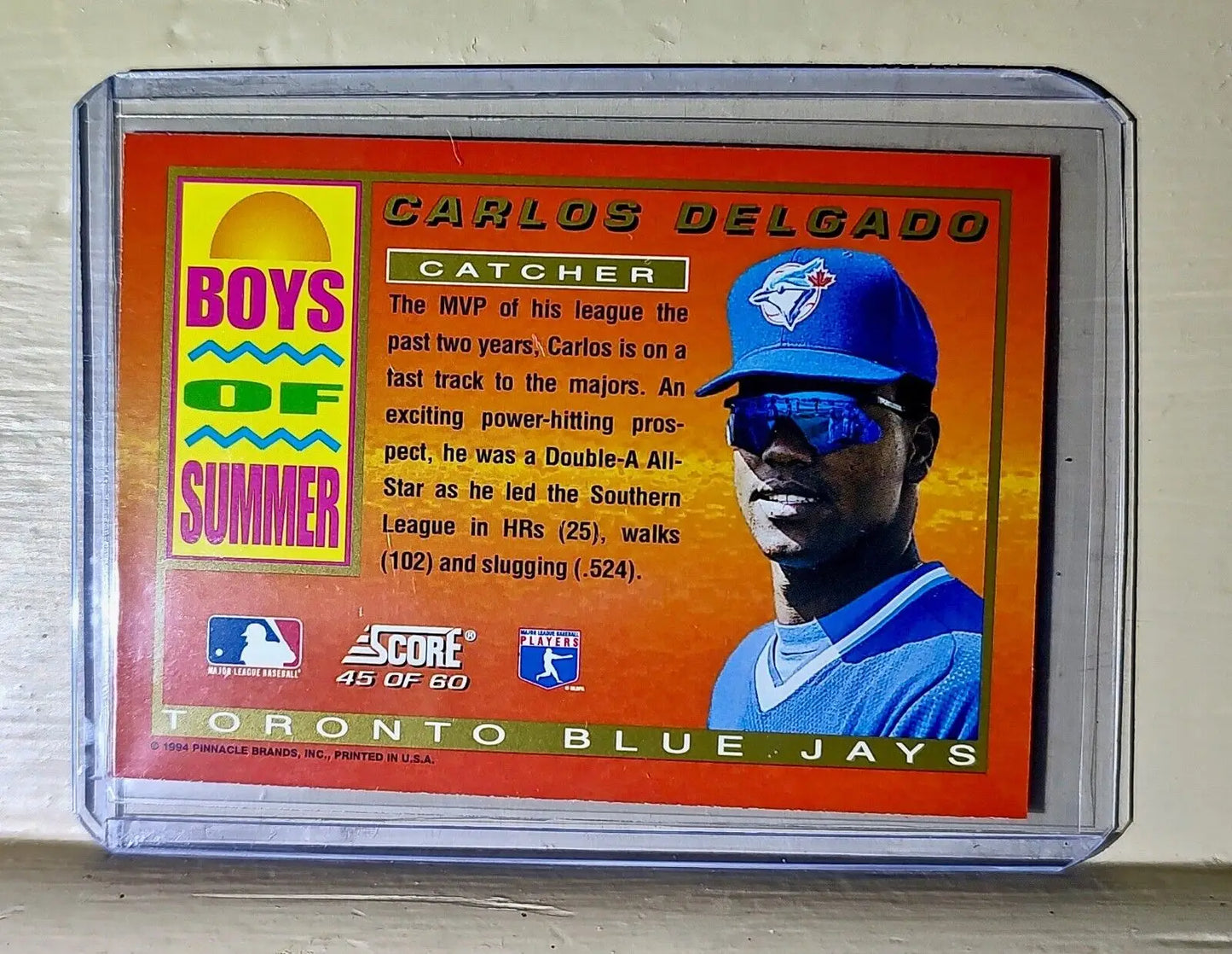Carlos Delgado 1994 Pinnacle #45 Boys of Summer Baseball Card Toronto Blue Jays