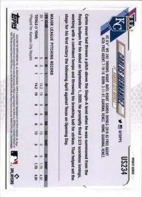 Carlos Hernandez Rookie 2021 Topps Update #US234 Kansas City Royals