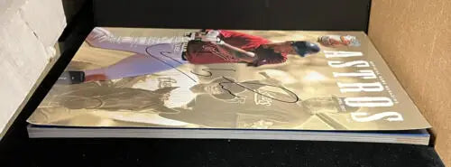 Carlos Lee signed Houston Astros game program magazine featuring Biggio’s autograph