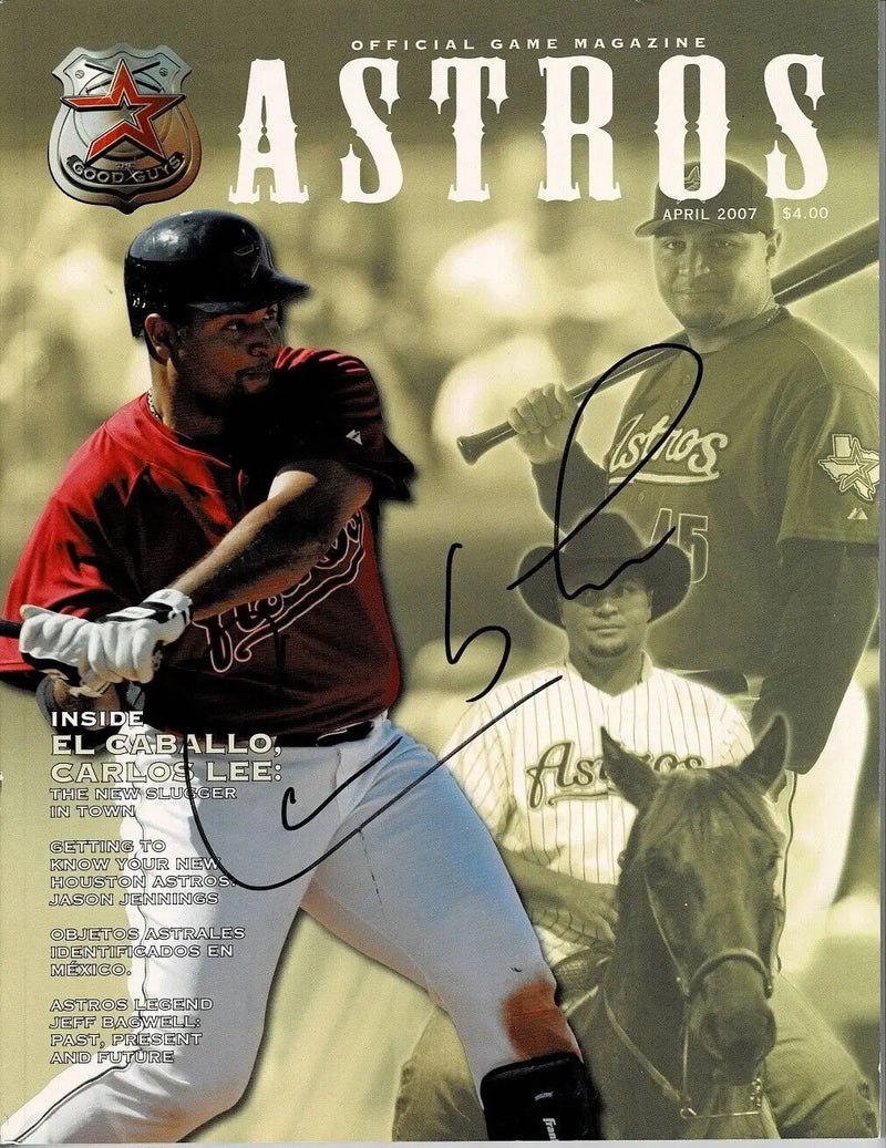 Carlos Lee signed Houston Astros game program magazine features El Caballo Biggio AUTO