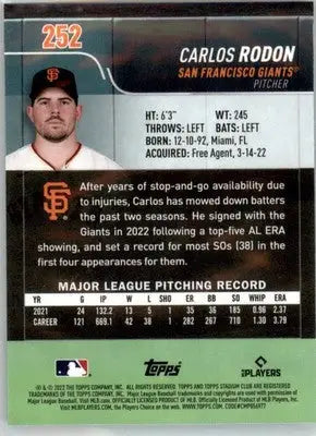Carlos Rodon - 2022 Stadium Club Chrome - #252 - Baseball - Baseball Card Single