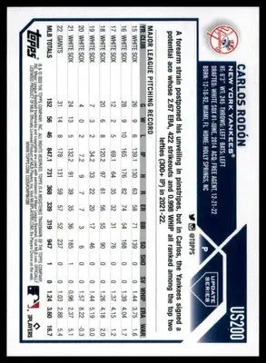 Carlos Rodón 2023 Topps Update Gold Foil #US200 New York Yankees - Baseball Card Single