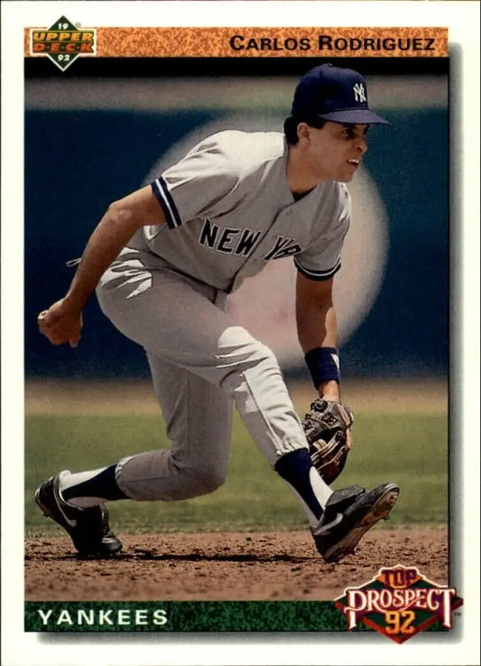 Carlos Rodriguez 1992 Upper Deck MLB #77 Top Prospect Baseball Card NY Yankees - Baseball Card Single