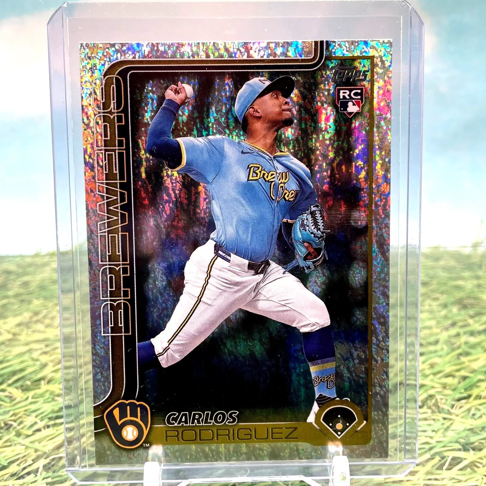 CARLOS RODRIGUEZ 2025 Topps Series 1 #16 Speckle Foil (RC) Rookie Brewers - Baseball Card Single