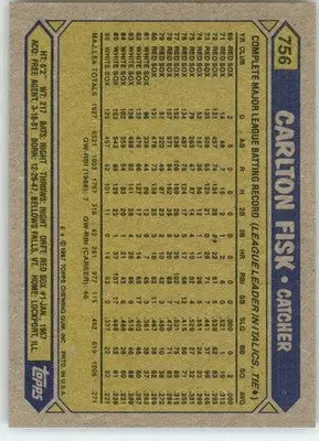 Carlton Fisk - 1987 Topps - #756 - Baseball - Baseball Card Single