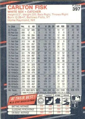 Carlton Fisk - 1988 Fleer - #397 - Baseball - Baseball Card Single