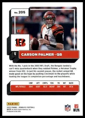 Carson Palmer 2022 Donruss #205 Cincinnati Bengals - Football Card Single