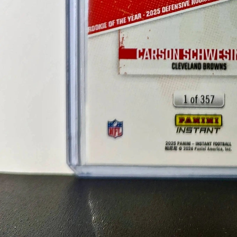 Carson Schwesinger Rookie 2025 Panini NFL Defensive Player of the Year 1 of 357 - Football Card Single