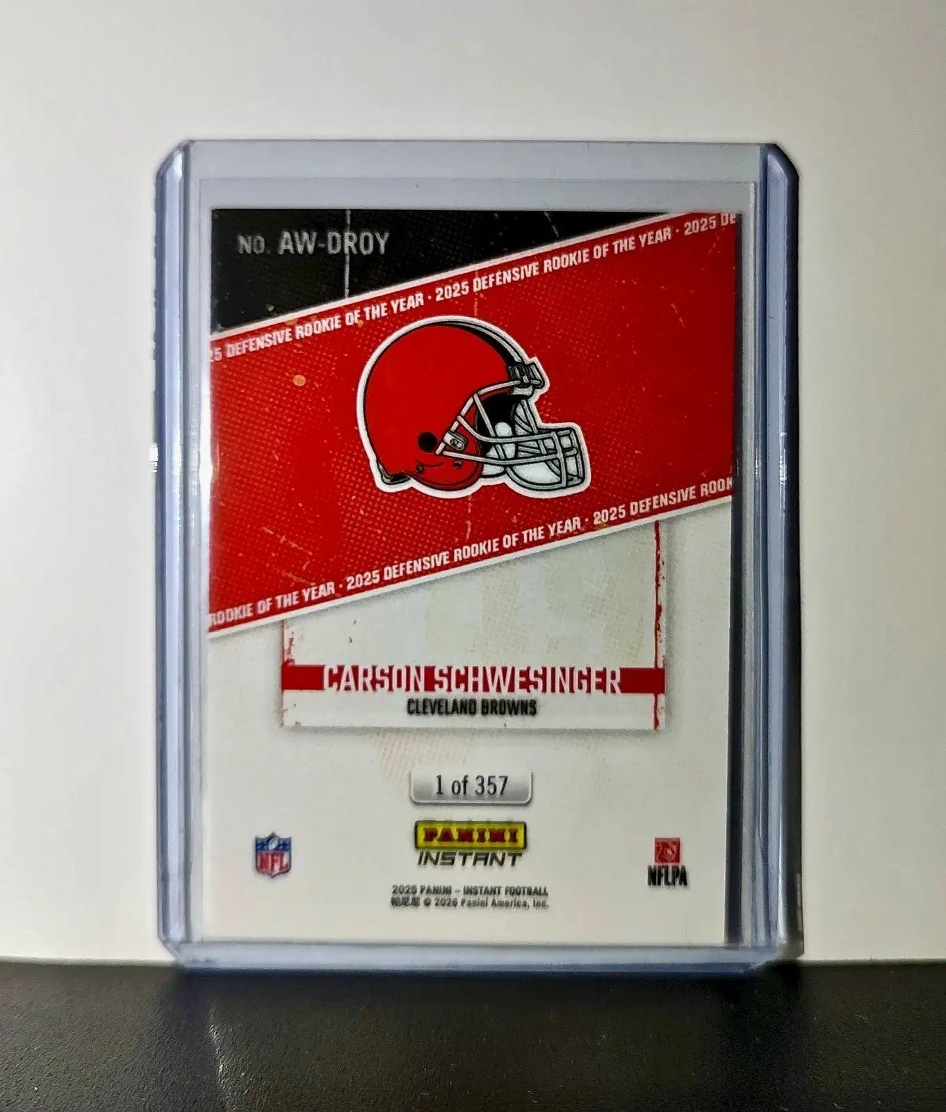 Carson Schwesinger Rookie 2025 Panini NFL Defensive Player of the Year 1 of 357 - Football Card Single