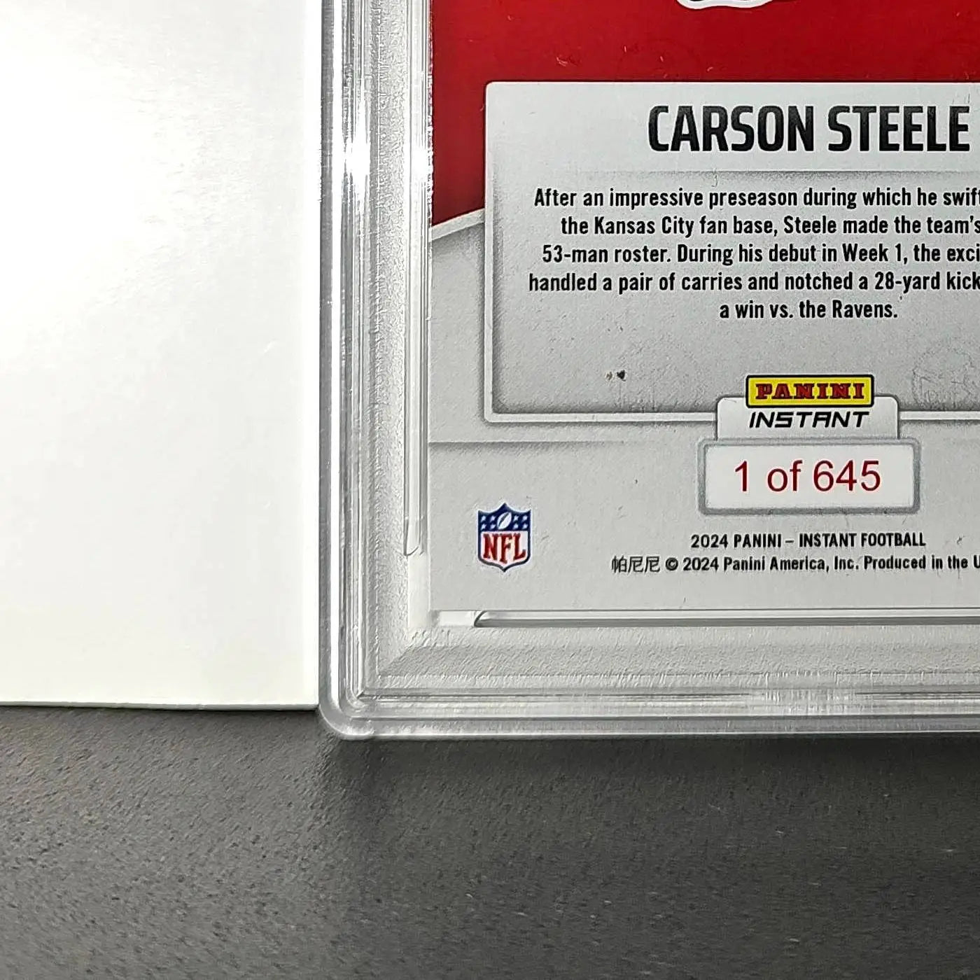 Carson Steele Rookie 2024 Panini Instant NFL #24 PSA 9 Mint