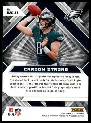 Carson Strong 2022 Panini XR Impending Greatness Red /149 #IMG-11 Eagles - Football Card Single