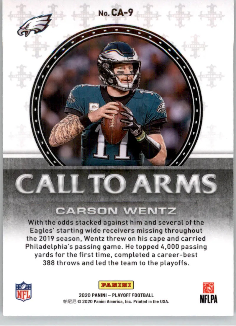 Carson Wentz - 2020 Panini Playoff - #CA-9 - Call to Arms Football - Football Card Single