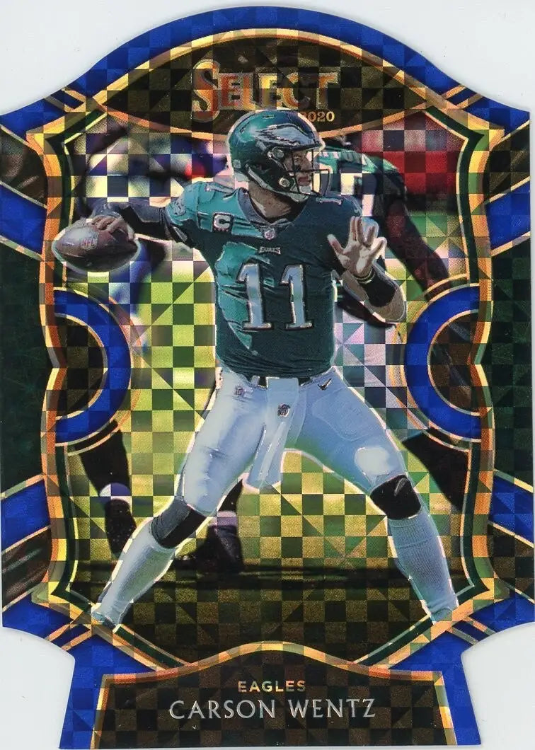 Carson Wentz 2020 Panini Select Concourse Blue Die Cut #17 Philadelphia Eagles