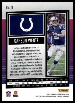 Carson Wentz 2022 Score #11 Indianapolis Colts - Football Card Single