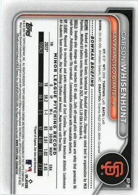 Carson Whisenhunt 2024 Bowman Prospects #BP-96 San Francisco Giants - Baseball Card Single