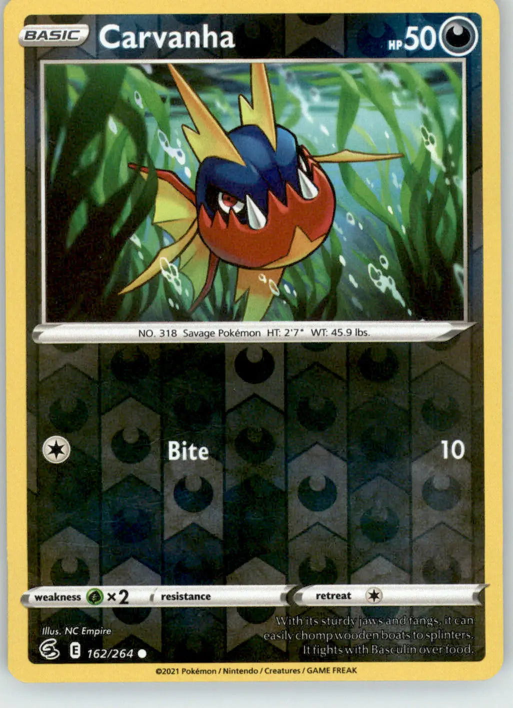 Carvanha - Fusion Strike - 162/264 - Reverse Holo LP Pokemon - Pokémon Card Single
