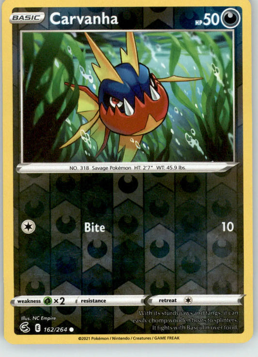 Carvanha - Fusion Strike - 162/264 - Reverse Holo LP Pokemon - Pokémon Card Single