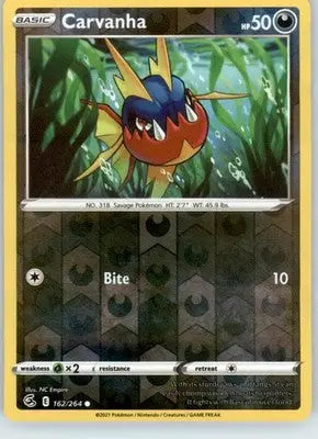 Carvanha - SWSH08: Fusion Strike - 162/264 - Reverse Holo LP - Pokémon Card Single
