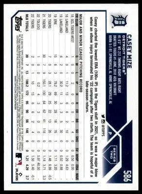 Casey Mize 2023 Topps #586 Detroit Tigers - Baseball Card Single