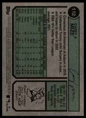 Casey Mize 2023 Topps Heritage #112 Detroit Tigers - Baseball Card Single