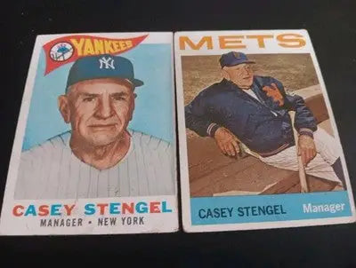 Casey Stengel - Two card LOT. Mgr cards. Topps 1960 #227. 1964 #324. VG - VG+ - Baseball Card Single