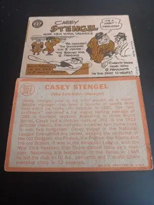 Casey Stengel - Two card LOT. Mgr cards. Topps 1960 #227. 1964 #324. VG - VG+ - Baseball Card Single
