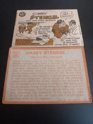 Casey Stengel - Two card LOT. Mgr cards. Topps 1960 #227. 1964 #324. VG - VG+ - Baseball Card Single