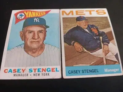 Casey Stengel - Two card LOT. Mgr cards. Topps 1960 #227. 1964 #324. VG - VG+ - Baseball Card Single