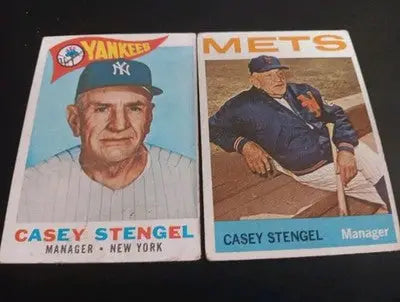 Casey Stengel - Two card LOT. Mgr cards. Topps 1960 #227. 1964 #324. VG - VG+ - Baseball Card Single