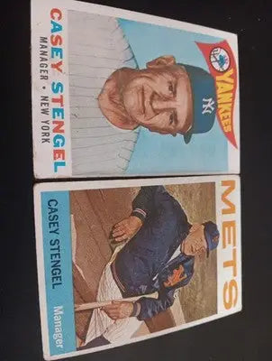 Casey Stengel - Two card LOT. Mgr cards. Topps 1960 #227. 1964 #324. VG - VG+ - Baseball Card Single