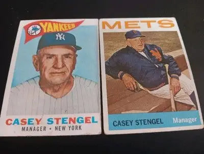 Casey Stengel - Two card LOT. Mgr cards. Topps 1960 #227. 1964 #324. VG - VG+ - Baseball Card Single